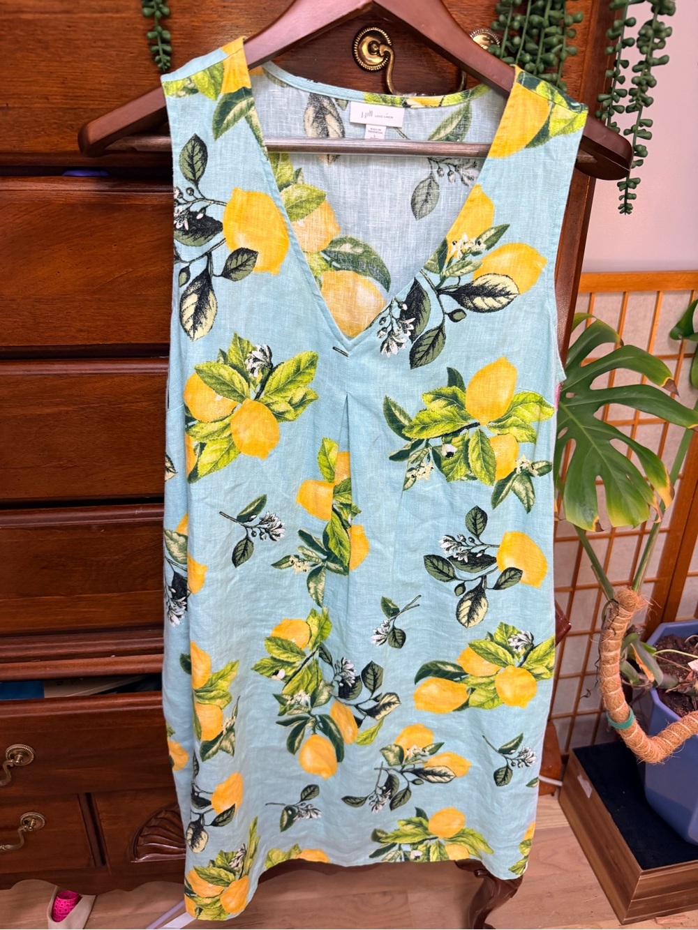 🍋 J.Jill "Love Linen" Lemon Print Tunic Dress with POCKETS – Large Petite 🍋